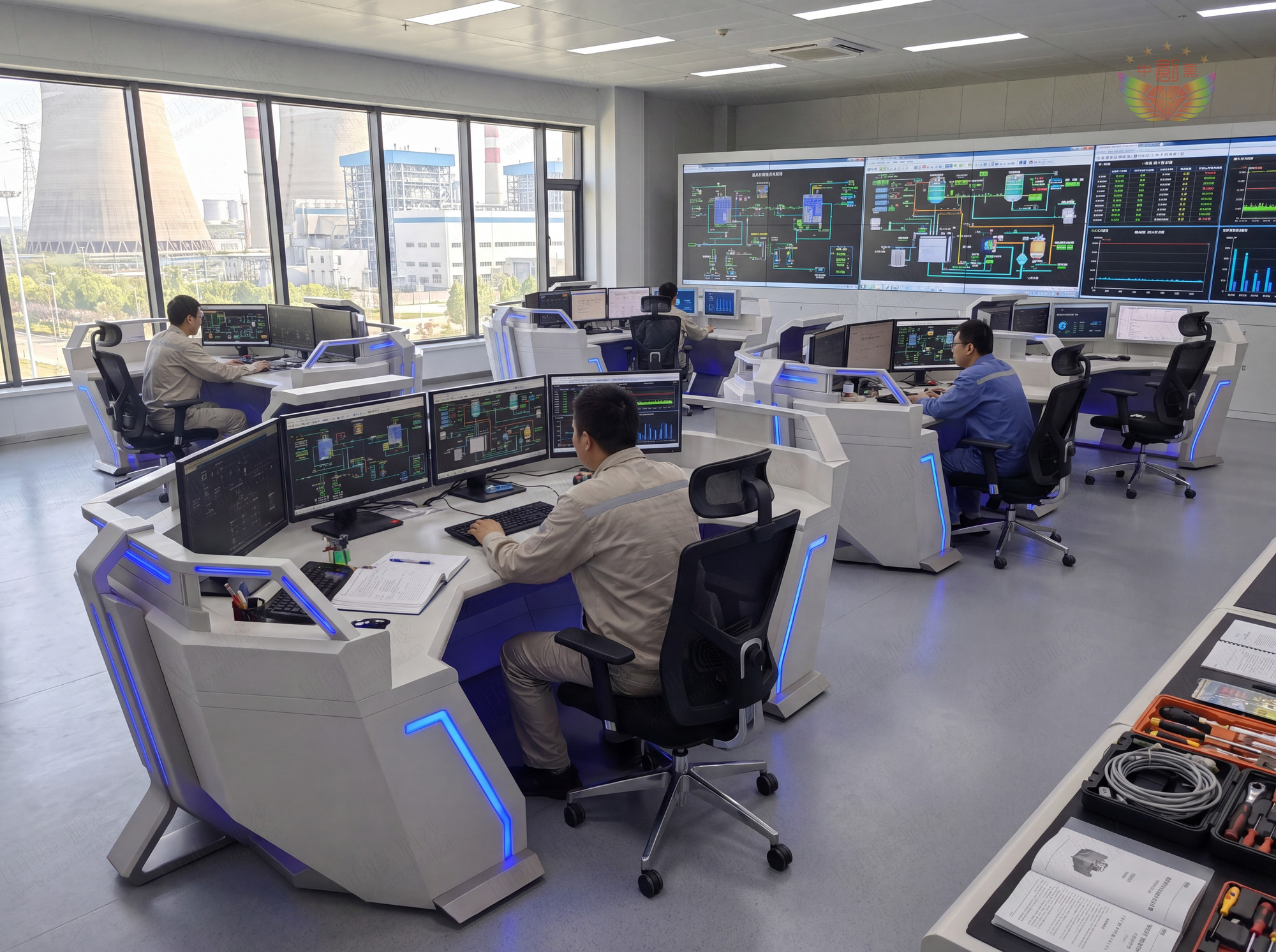 火力發(fā)電廠調(diào)度室弧形操作臺(tái)圖片